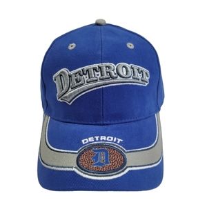 CSI Blue Embroidered Detroit Baseball Hat/Cap Hook & Loop Closure One Size